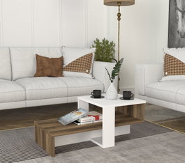 Hanah Home Mesa de centro Chain Blanco y nogal